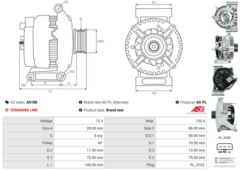 AS-PL A9188 Alternator