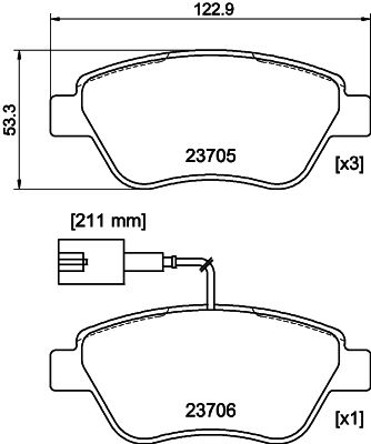 Комплект гальмівних накладок, дискове гальмо, Mintex MDB2239