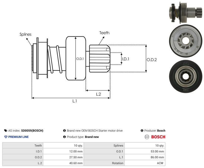 AS-PL SD0059(BOSCH) Freewheel Gear, starter