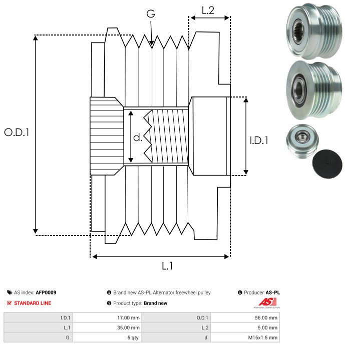 AS-PL AFP0009 Alternator Freewheel Clutch