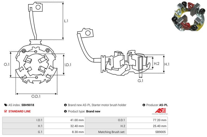 Kinnitus, süsinikuharjad, AS-PL SBH9018