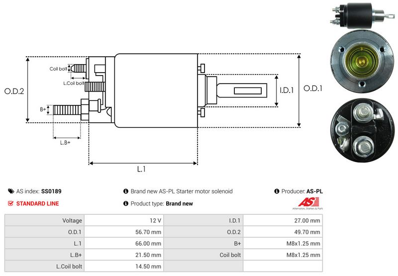 AS-PL SS0189 Solenoid Switch, starter
