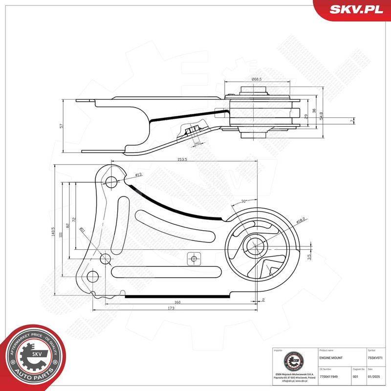 Paigutus, Mootor, ESEN SKV 75SKV071