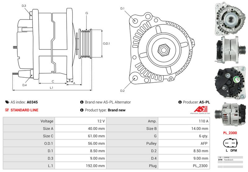 AS-PL A0345 Alternator