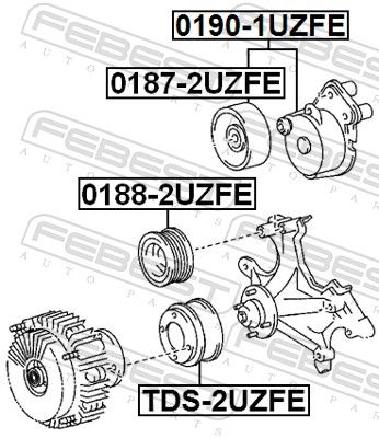 FEBEST 0190-1UZFE Belt Tensioner, V-ribbed belt