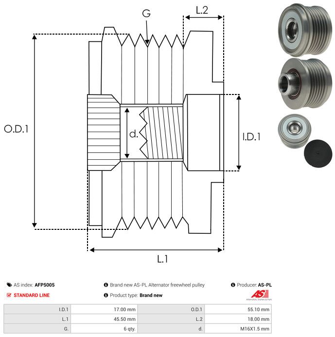 AS-PL AFP5005 Alternator Freewheel Clutch