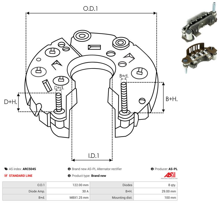 AS-PL ARC5045 Rectifier, alternator