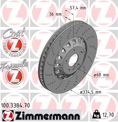 Гальмівний диск, Zimmermann 100.3384.70