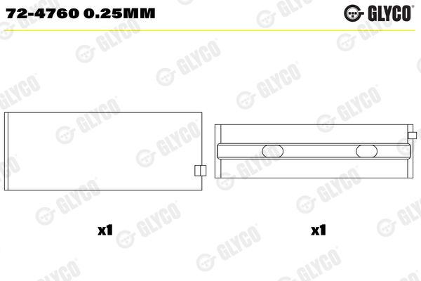 Підшипник колінчатого вала, Glyco 72-47600.25MM