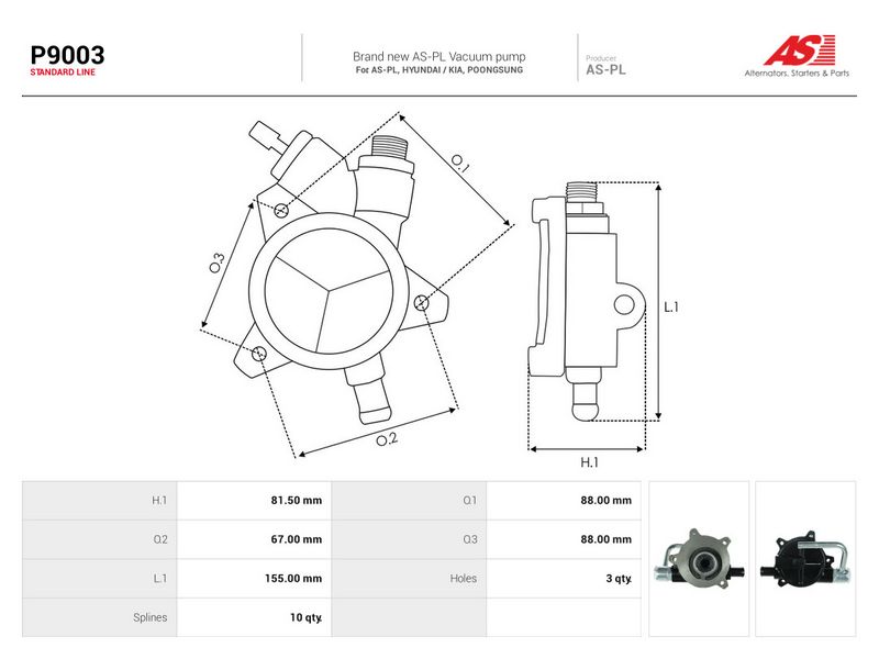 Pump, pidurisüsteem, AS-PL P9003
