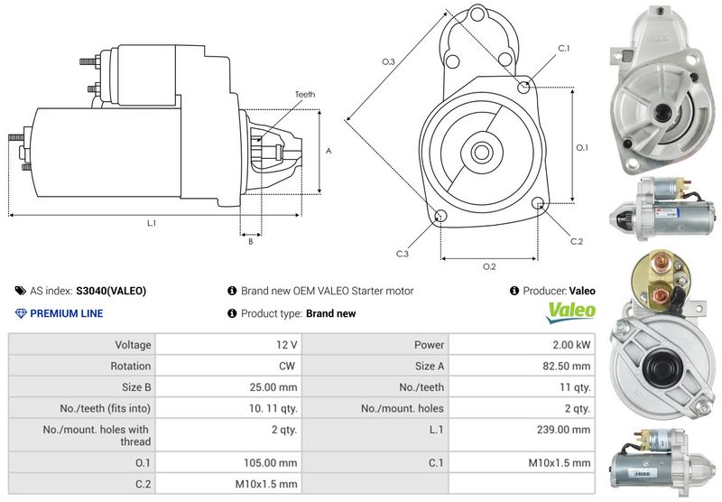 AS-PL S3040(VALEO) Starter