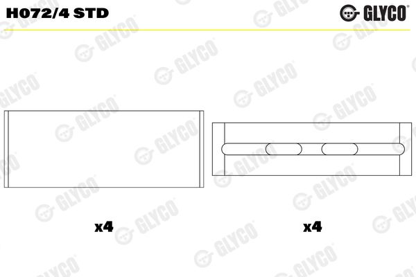 Підшипник колінчатого вала, Glyco H072/4STD