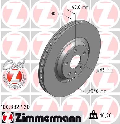 Гальмівний диск, Zimmermann 100.3327.20