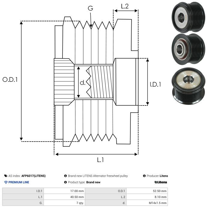 AS-PL AFP6017(LITENS) Alternator Freewheel Clutch