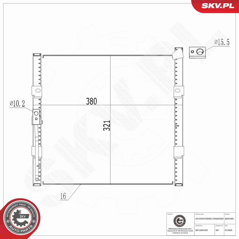 ESEN SKV 86SKV501 Condenser, air conditioning