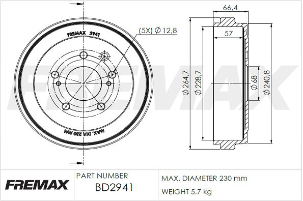Product Bremžu trumulis FREMAX BD-2941 Image