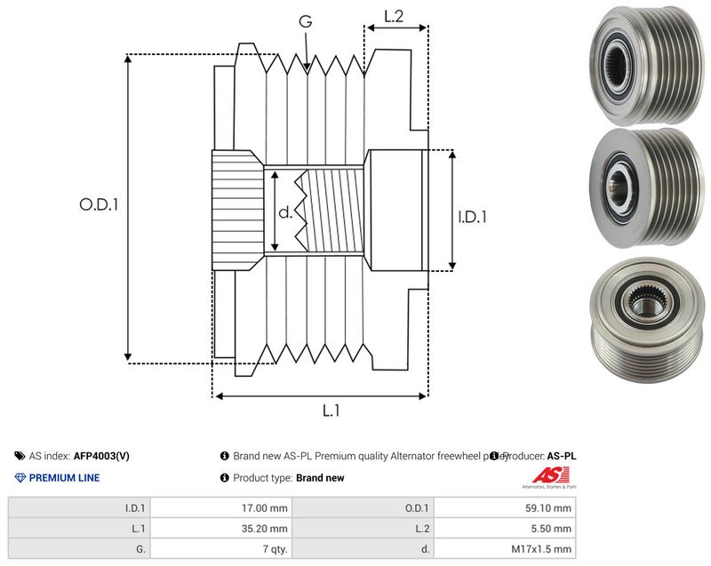 AS-PL AFP4003(V) Alternator Freewheel Clutch