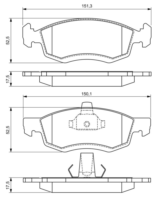 Piduriklotsi komplekt, ketaspidur, BOSCH 0 986 494 197