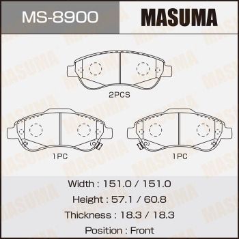 Комплект гальмівних колодок, Masuma MS-8900