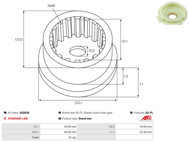 Remondikomplekt, Starter, AS-PL SG0036