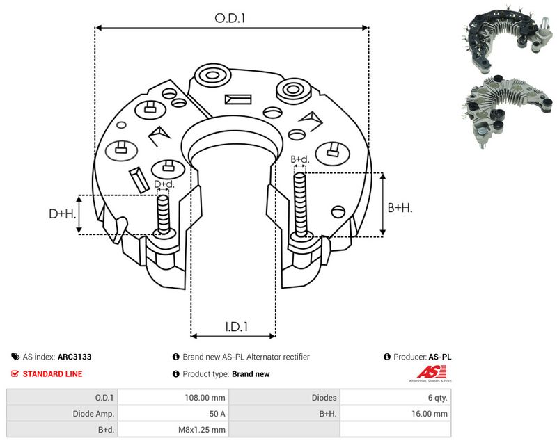 AS-PL ARC3133 Rectifier, alternator