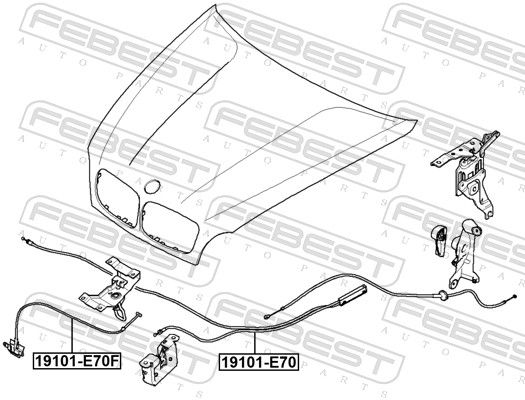 Тяга кришки капота, Febest 19101-E70F