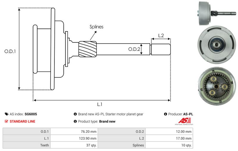 AS-PL SG6005 Ring Gear, planetary gearbox (starter)