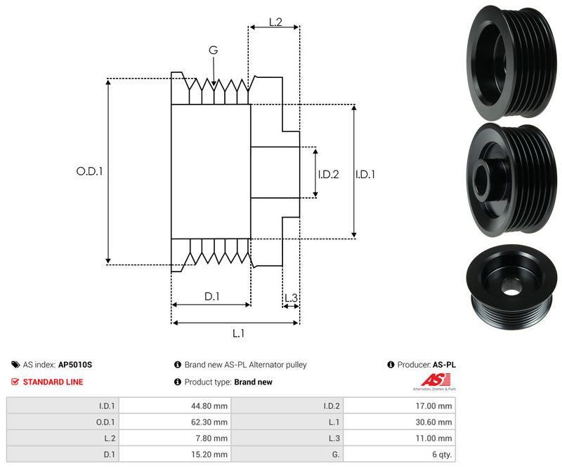 AS-PL AP5010S Belt Pulley, alternator