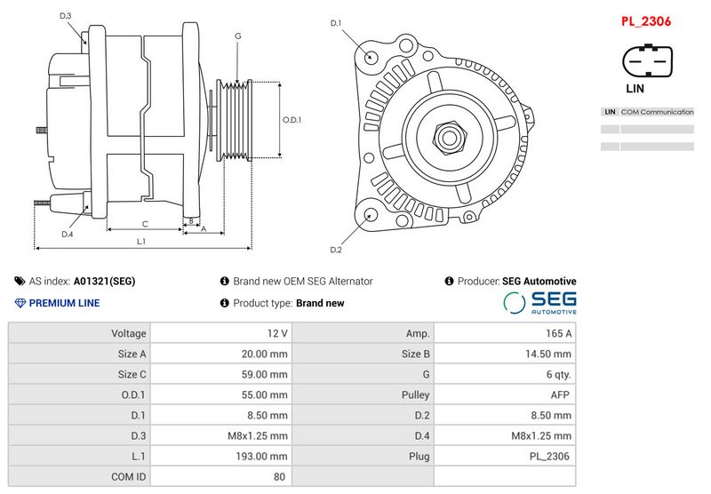 Brand new OEM SEG Alternator