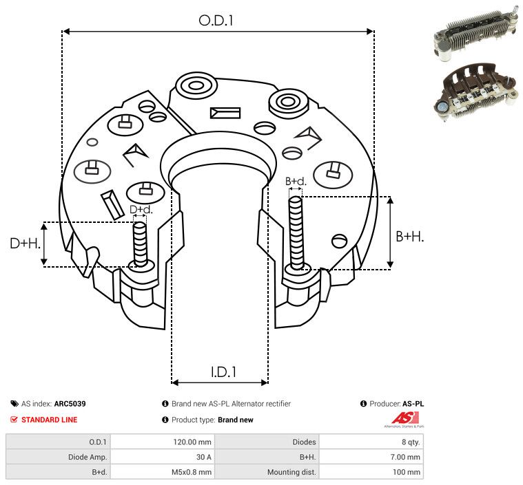 AS-PL ARC5039 Rectifier, alternator