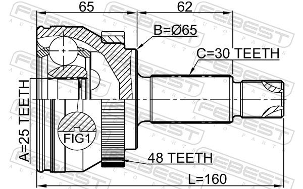 FEBEST 1210-DHA48 Joint Kit, drive shaft