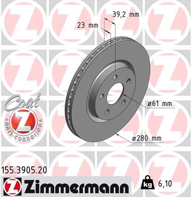 Гальмівний диск, Zimmermann 155.3905.20