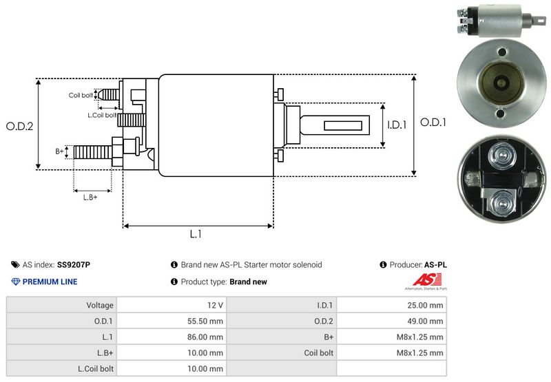 AS-PL SS9207P Solenoid Switch, starter