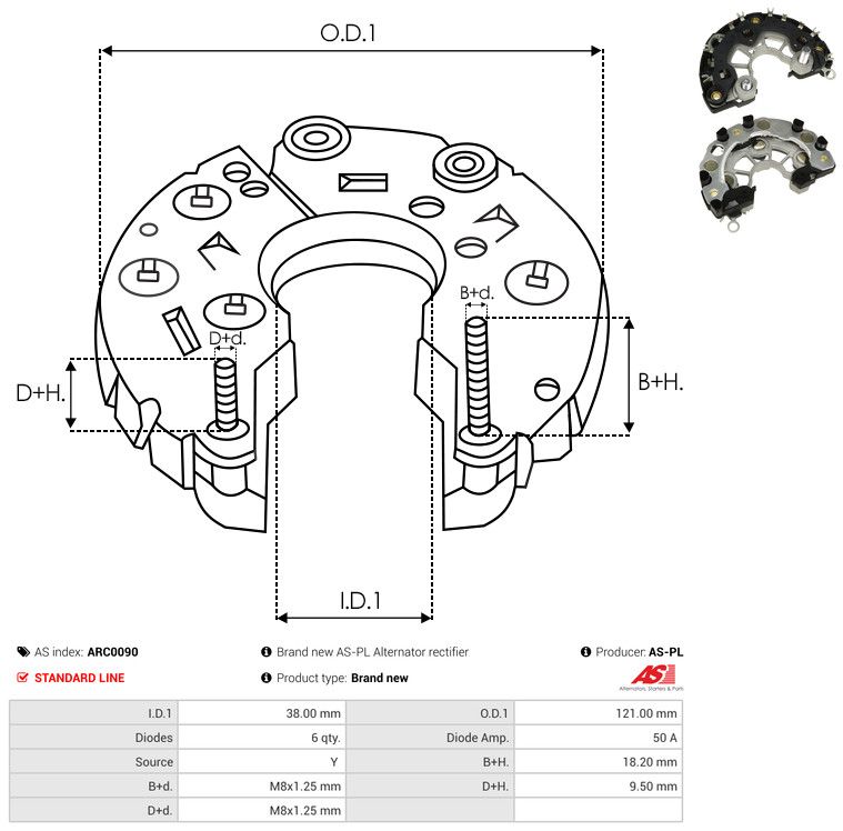 AS-PL ARC0090 Rectifier, alternator