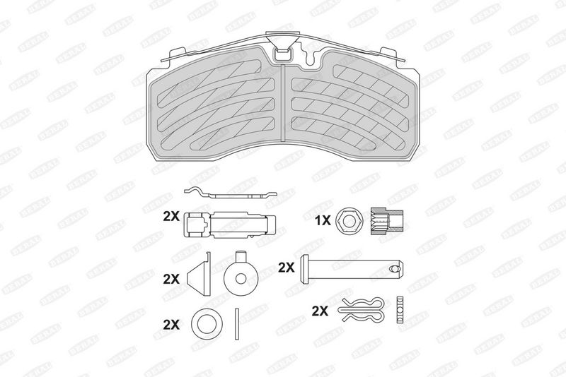 Remblokken set Achter KNORR SK7 past: DAF CF  IVECO EUROCARGO I-III, STRALIS I  MAN F2000, F90, TGA  MERCEDES ACTROS, ACTROS MP2 / MP3, ACTROS MP4 / MP5, ATEGO, AXOR, AXOR 2 471.943-XE355C 04.73-