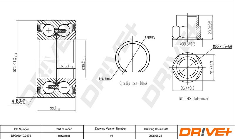 Set rulment roata DP2010.10.0434 Dr!ve+