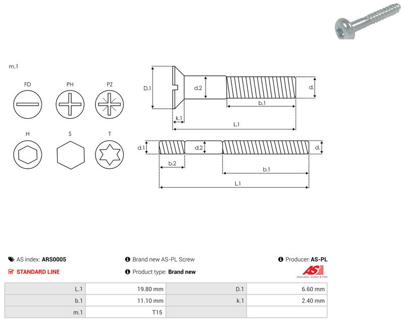 AS-PL ARS0005 Repair Set, alternator