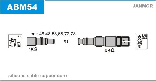 Комплект проводів високої напруги, Janmor ABM54