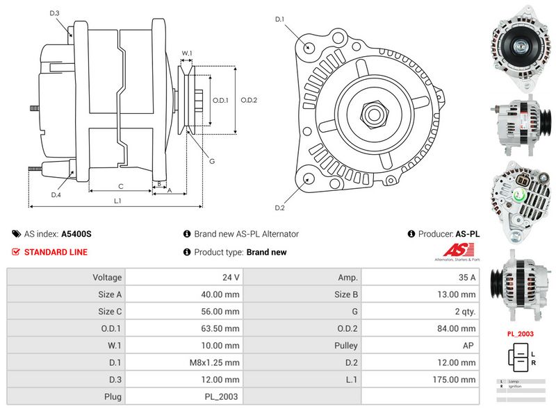 AS-PL A5400S Alternator