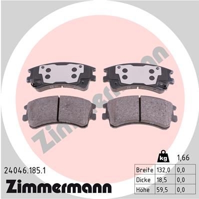 Комплект гальмівних накладок, дискове гальмо, Zimmermann 24046.185.1