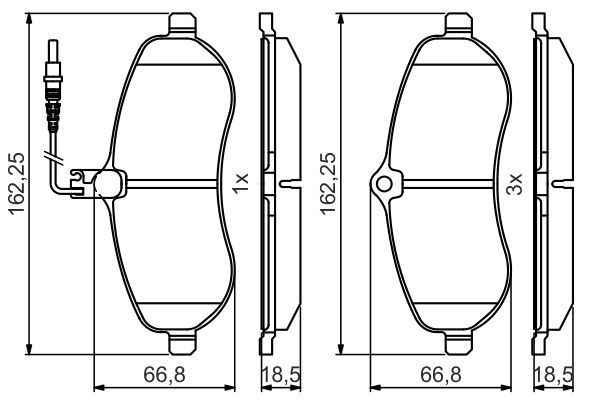 Комплект гальмівних накладок, дискове гальмо, Bosch 0986495460