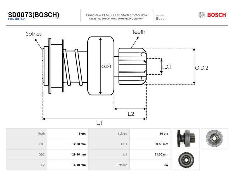 Vabajooks, starter, AS-PL SD0073(BOSCH)