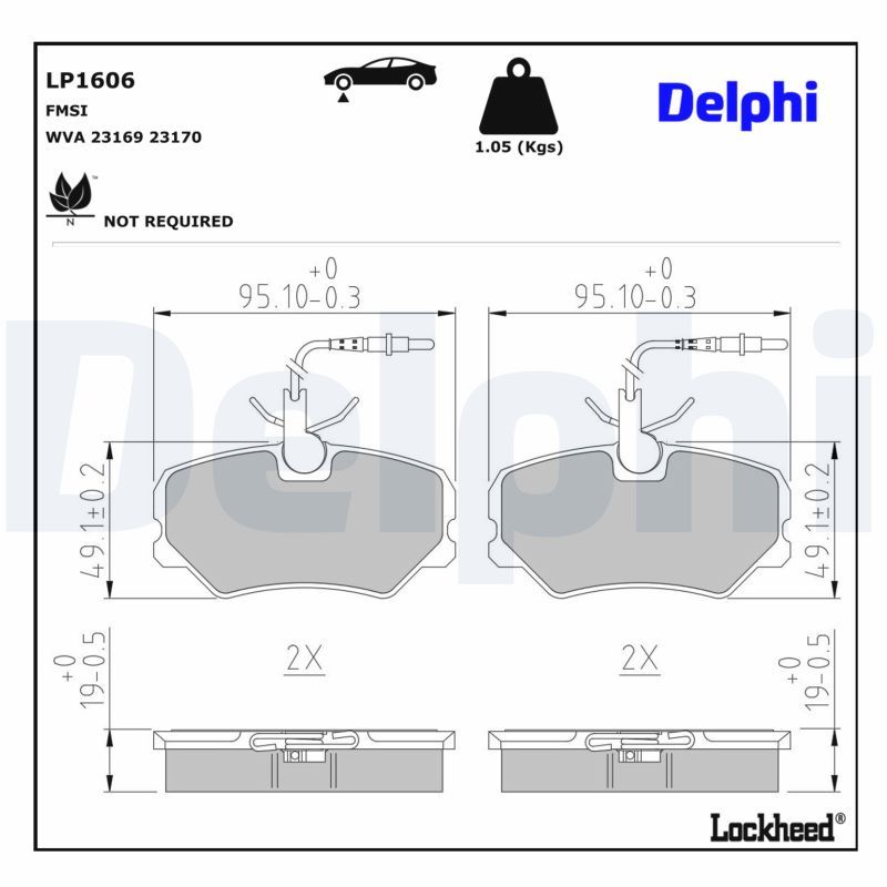 комплект спирачно феродо, дискови спирачки DELPHI