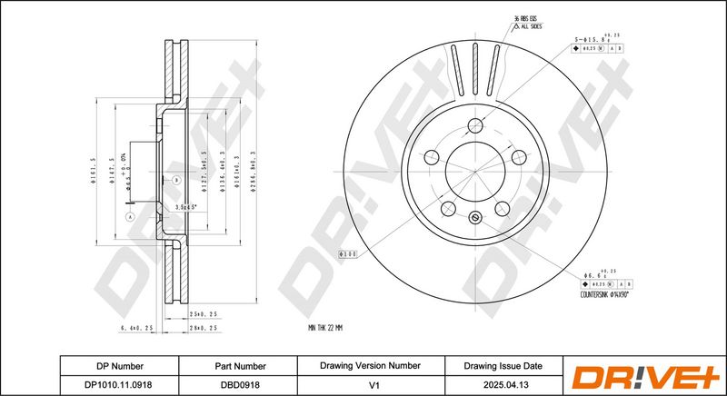 Disc frana DP1010.11.0918 Dr!ve+