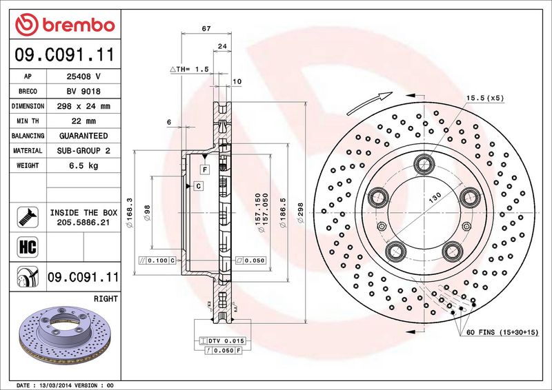 Disc frana 09.C091.11 BREMBO