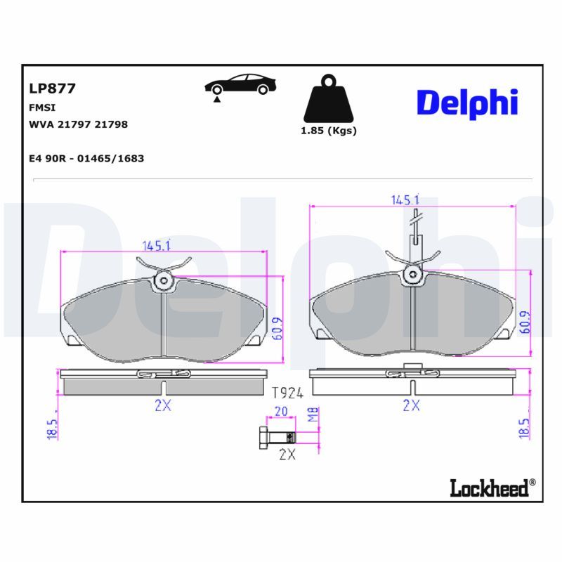 Piduriklotsi komplekt, ketaspidur, DELPHI LP877