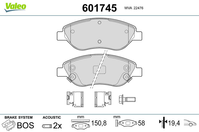 set placute frana,frana disc VALEO 601745