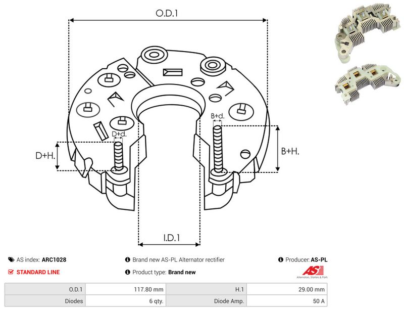 AS-PL ARC1028 Rectifier, alternator