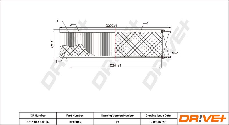 Filtru aer DP1110.10.0016 Dr!ve+