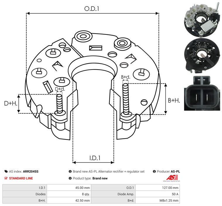 AS-PL ARR2045S Rectifier, alternator